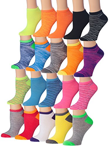 Tipi Toe Women's 20 Pairs Colorful Patterned Low Cut/No Show Socks WL07-AB