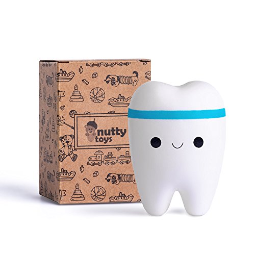 Nutty Toys Super Slow Rising Jumbo Squishy Tooth - Soft & Scented Stress Relief Present Top Christmas Stocking Stuffer Gift Idea for Kids Teens Boys Girls Adults, Best Dental & Dentist Gifts 2024
