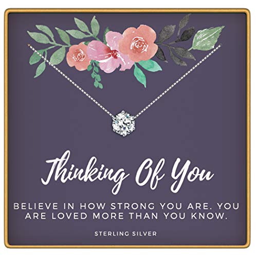 KEDRIAN Thinking Of You Necklace, 925 Sterling Silver, Thinking Of You Gifts For Women,Sympathy Gift Pendant Necklaces, Cancer Gifts For Women, Chemotherapy Gifts, Encouragement Gifts For Women