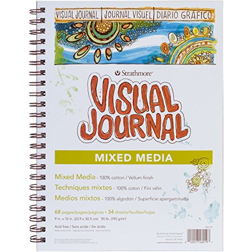 Strathmore 460-19 500 Series Visual Mixed Media Journal, Vellum, 9'x12', White, 34 Sheets