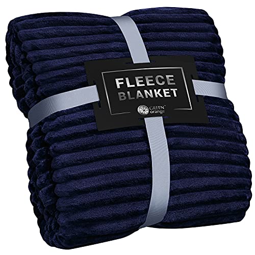 GREEN ORANGE 50' x 60' Fleece Throw Blanket, Navy Blue Color, Perfect Cozy Gift, Super Warm Comfy - ECO-Certified, Hypoallergenic - Soft, Lightweight Plush Throw for Women, Men & Kids