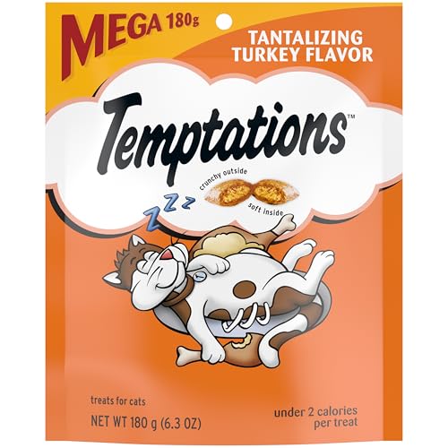 Temptations Classic Crunchy and Soft Cat Treats Tantalizing Turkey Flavor, 6.3 oz. Pouch (Pack of 10)