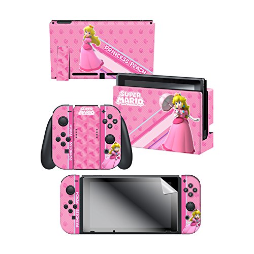 Controller Gear Nintendo Switch Skin & Screen Protector Set, Officially Licensed By Nintendo - Super Mario 'Princess Peach' - Nintendo Switch