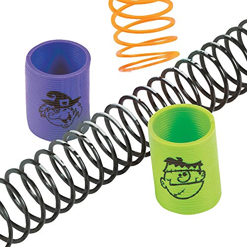 Fun Express 4 Dozen (48) Mini Halloween Magic Springs; Perfect for Trick or Treat; Classroom Giveaways; Party Favors;