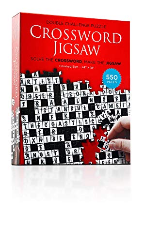 Dual Challenge Crossword Jigsaw Puzzle 1st Edition - 550 Piece Board Game for Adults Families - Educational Interactive Brain Building