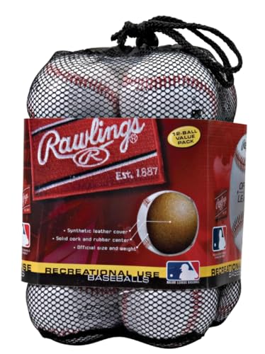 Rawlings | Official League Recreational Use Practice Baseballs | Youth | Bag of 12 | OLB3BAG12 | 12 Count