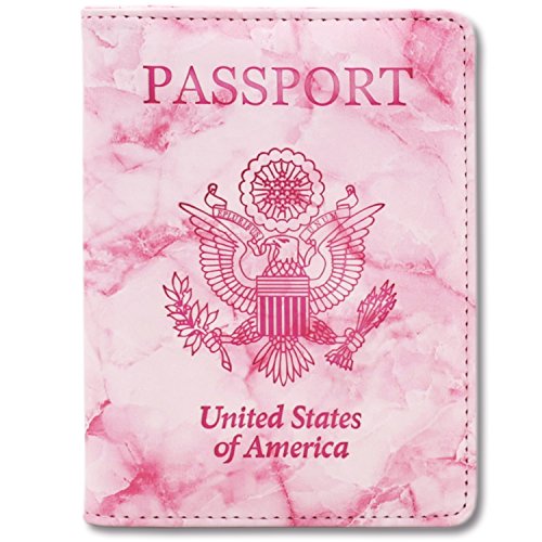 kandouren RFID Blocking Passport Holder Cover Case,Pink Marble passport wallet for Girl & Women,best gifts for travelers,credit card and ID holder wallets,travel accessories