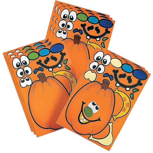 Fun Express Jack-O'-Lantern Make-A-Pumpkin Stickers | 2-Pack (24 Count) | Great for Halloween-Themed Party | Children Age 3+