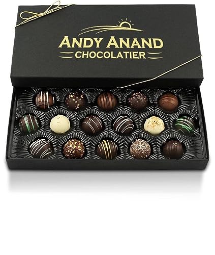 Andy Anand Truffles Delectable Variety of 16 Handmade Truffles Gift Boxed, Delicious, Succulent & Divine Birthday Valentine, Christmas Holiday Anniversary