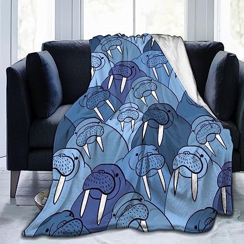 Duduho Cute Cartoon Walrus Bed Blanket Ultra Soft Throw Blanket All Season Warm Light Weight Cozy Plush Blankets for Home Bedroom Sofa Chair Travel, 40'X50'