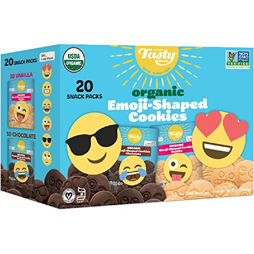 Organic Emoji-Shaped Cookies, Family Pack - 20 Fun Sized Packs