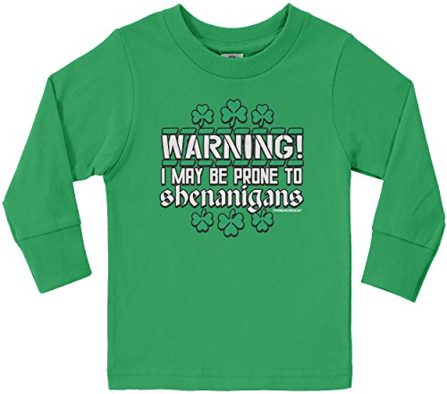 Threadrock Little Boys' May Be Prone to Shenanigans Toddler Long Sleeve T-Shirt 3T Kelly Green