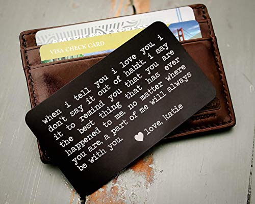 Custom Engraved Wallet Insert, Personalized Wallet Card, Mini Love Note, Metal Wallet Card - Anniversary, Valentine's Day, Father's Day, Groom's Gift For Him