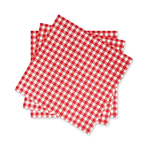 Gatherfun Disposable Red and White Gingham Paper Napkins (Pack of 50)