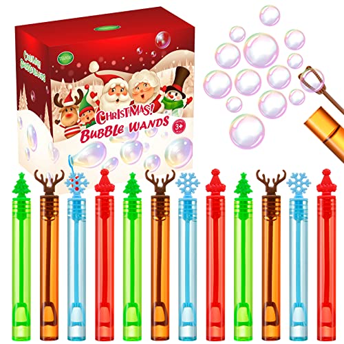 60 Pack Christmas Bubble Wands, Mini Bubble Toys for Christmas Party Favors, Novelty Supplies, Christmas Toys for Girls Boys Kids Classroom Rewards Sock Fillers Gifts