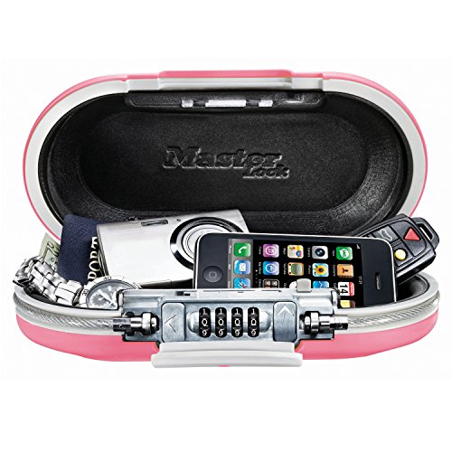 Master Lock Pink Portable Small Lock Box, Set Your Own Lock Combination Portable Safe, Personal Travel Safe for Phone, Passport, Money, ‎5900DPNK