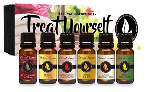 Eternal Essence Oils Treat Yourself Fragrance Oil Gift Set - 6 Long Lasting Scents in 10mL Amber Glass Bottles - Oils for Diffusers, Soap & Candle Making, Aromatherapy - includes Peach Citrus & More