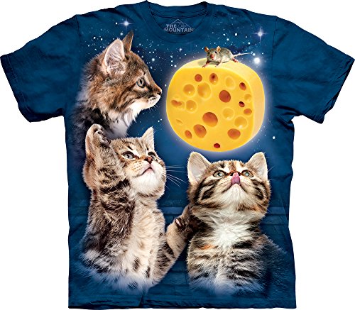 The Mountain Three Kitten Cheese Moon T-Shirt, 3X-Large, Blue