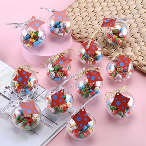 12 Pcs Christmas Erasers with Ball Package, Christmas Erasers for Kids, Stocking Stuffers for Kids, Christmas Decorations and Party Favors, Cute Erasers for Classroom Rewards and Prizes
