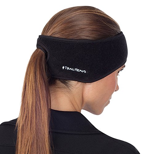 TrailHeads Women’s Ponytail Headband | Fleece Earband | Winter Running Headband - black