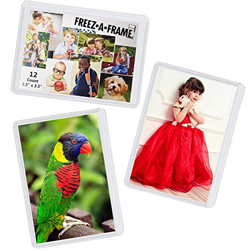 12 Pack Magnetic Wallet Picture Frames Holds 2 1/2' X 3 1/2' Pocket Photo for Refrigerator by Freez-A-Frame Made in the USA