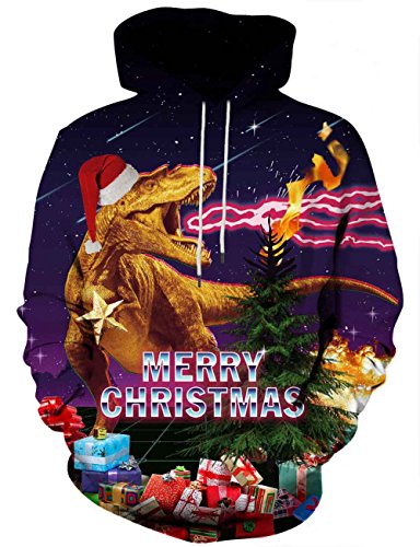 YAJOOEY Unisex Hoodie 3D Galaxy Print Hooded Christmas Sweatshirt Pullover Small