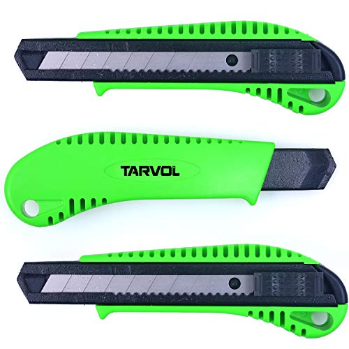 Box Cutter Utility Knife (3 PACK) - Premium Grade Strength - Retractable Snap Off Blades - Perfect Hobby Knife for Cutting Cardboard, Boxes, and More!