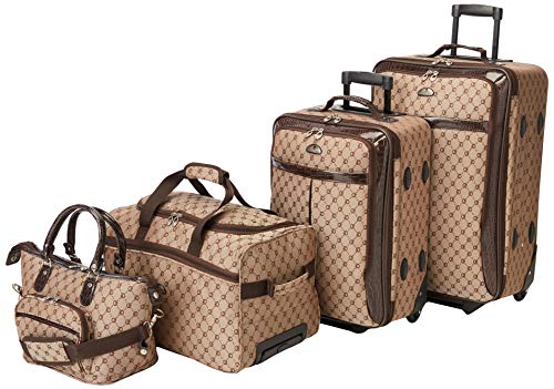 American Flyer Luggage Signature 4 Piece Set, telescoping handle, Brown, One Size
