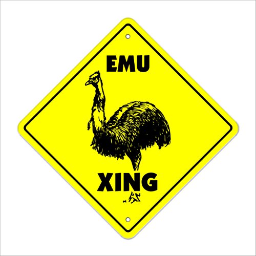 Emu Crossing Sign Zone Xing | Indoor/Outdoor | 17' Tall Plastic Sign ostrich big bird eat recipe