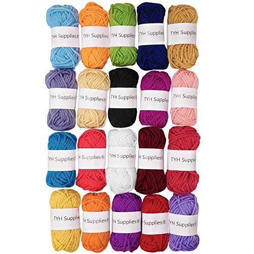 TYH Supplies 20 Acrylic Yarn Pack | 440 Yard Soft Yarn Medium Weight | Mini Beginner Assorted Yarn Set | 20 Unique Colors 22 Yard Each Skein | Multipack for Amigurumi and Crafts