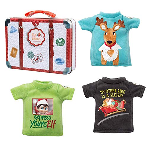 The Elf on the Shelf Clothing Set - 3 Tshirt Value Pack and Carrying Case - Three Stylish Tees for Boy Elf or Girl Elf