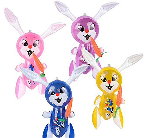 EASTER BASKET FILLERS., 1 DOZEN, 17' RABBIT WITH CARROT INFLATE. These holiday inflates feature an Easter Bunny munching on a carrot. Inflates sold deflated. Ages 5+.