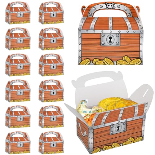 Adorox 24 Pack Pirate Treasure Chest Decoration Party Favor Goodie Candy Box Grab Bag