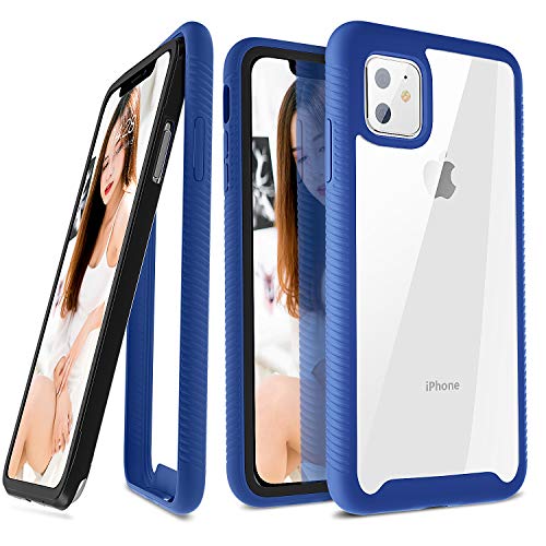 iPhone 11 Case 6.1 Inch, Ansiwee Scratch Resistant Clear Back Shock Drop Proof Impact Resist Extreme Durable 360 Protective Cover Cases for Apple iPhone 11 (Blue)