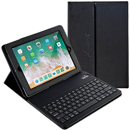 Alpatronix KX100 Leather Folio Case with Removable Magnetic Bluetooth Wireless QWERTY Keyboard with Stand & Auto Wake/Sleep Function Compatible for iPad 2 & 3 & 4(Black)