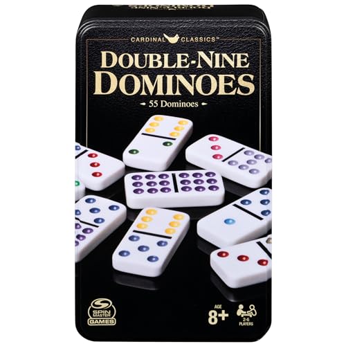 Spin Master Games, Cardinal Classics Double Nine Dominoes Set in Storage Tin, Dominoes for Kids, Classic Game, Dominoes for Adults & Kids Ages 8+