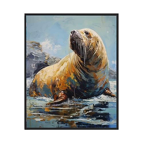 Walrus Art Print, Animal Painting Wall Art Abstract Artwork, Colorful Wildlife Prints Decor (11x14 inches (Unframed), Walrus)