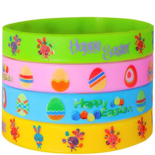 Moon Boat Easter Day Rubber Silicone Wristbands Bracelets - Bunny Egg Fillers Basket Stuffers Party Decorations