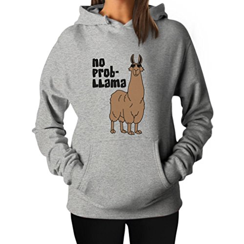 Tstars Llama Hoodie No Prob-Llama Funny Alpaca Llamas Women Sweatshirt Hoodies Small Grey