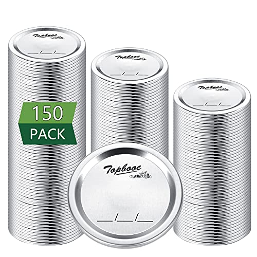 Canning Lids for Ball, Kerr Jars - Split-Type Metal Mason Jar Lids for Canning - Food Grade Material, 100% Fit & Airtight for Regular Mouth Jars (Regular Mouth（150 Pcs）)