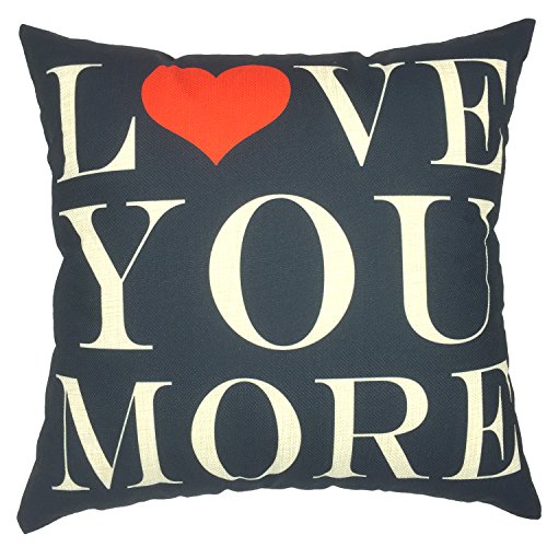 YOUR SMILE Valentine's Day Love Cotton Linen Square Decorative Throw Pillow Case Cushion Cover 18x18 Inch,Black,(Valentine's Day Gift)