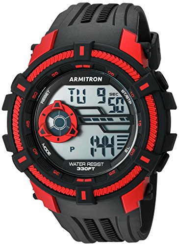 Armitron Sport Men's 40/8384RED Red Accented Digital Chronograph Black Resin Strap Watch