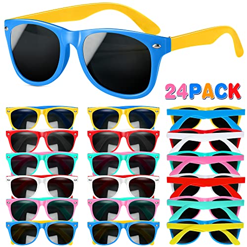 GIFTINBOX Kids Sunglasses Bulk, 24Pack Kids Sunglasses Party Favor with UV400 Protection for Boys and Girls, Gift for Valentines Birthday, Beach, Pool Party favors, Valentines Day Goody Bag Stuffers
