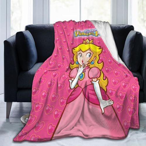 Cartoon Pink Throw Princess Peach Blanket for Girls Super Soft Warm Plush Fleece Flannel Blanket Winter Sofa Couch Bed Blanket Gifts Idea(50'x40',Style-3)
