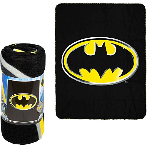 JPI Batman Emblem Super Soft Luxury Fleece Throw Blanket with Sewn edge 100% Polyester Fiber 50' x 60', Black