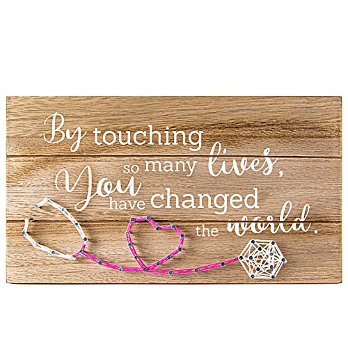 VILIGHT Nurse Retirement Gifts Sign for Women - Nurse Practitioner Gifts - By Touching So Many Lives You Have Changed The World - Handmade 3D String Art 12x6.6 Inches