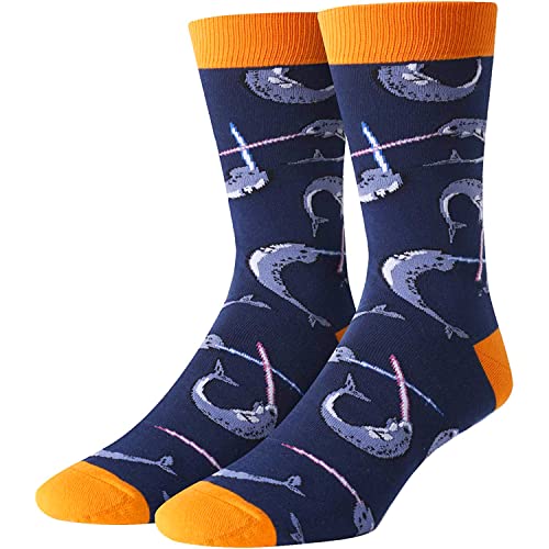 HAPPYPOP Narwhal Socks Men Funny Novelty Narwhal Gifts for Narwhal Lovers