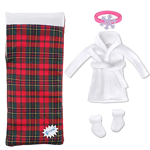 E-TING Sleeping Bag Santa Clothing Christmas Accessory for Elf Doll (Doll is not Included) (Sleeping Bag + Bathrobe)