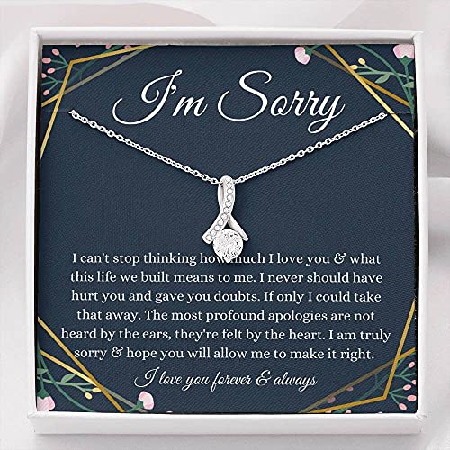 Message Card Jewelry, Handmade Necklace- Personalized Gift Petit Ribbon, I'm Sorry Gift, Apology Gift Ideas, Please Forgive Me Gift For Wife/Girlfriend/Partner, Forgiveness Gift, Forgive me Present