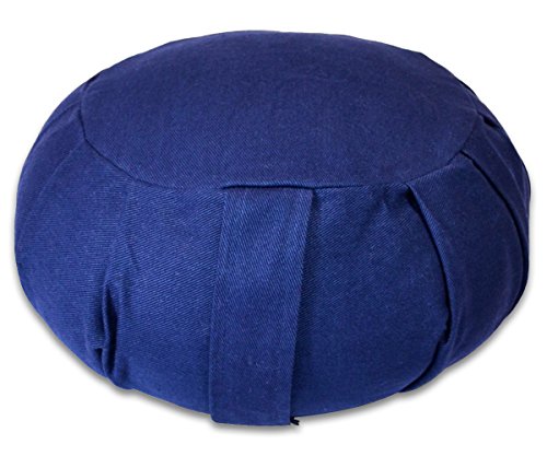 YogaAccessories Round Cotton Zafu Meditation Cushion - Blue